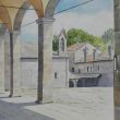 Het klooster van La Verna, Umbrië, Italië. 50 x 50 cm.